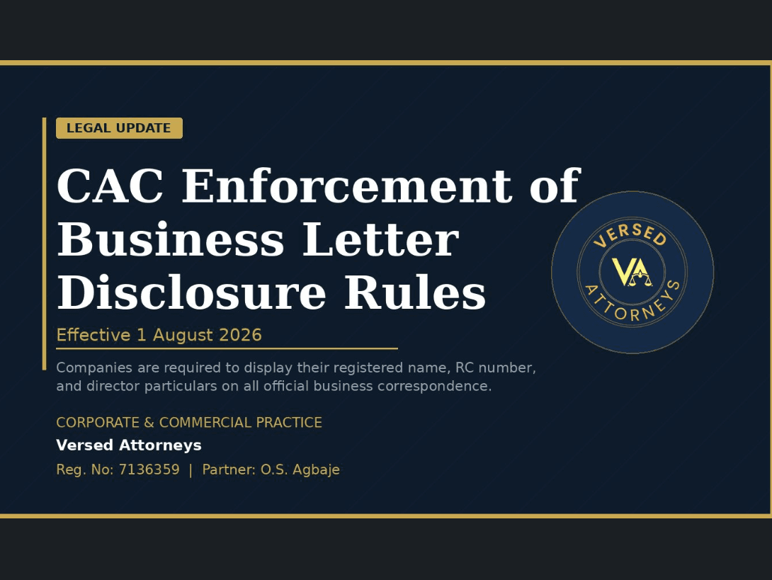 Versed Attorneys legal update on CAC enforcement of business letter disclosure rules